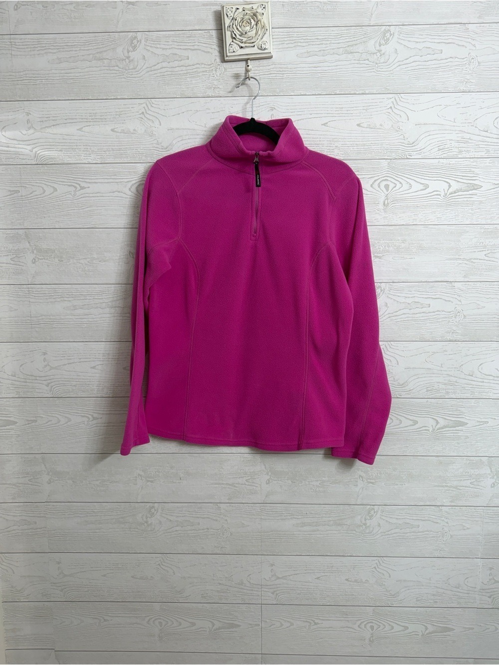 Kirkland Bright Fuchsia Half-Zip Fleece Pullover Sweatshirt Jacket. Size M